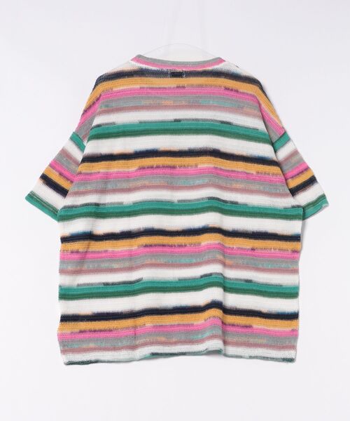 a.p.o.v.(エーピーオービー)の「a.p.o.v. レトロマルチボーダーメッシュ編みニットTシャツ(Tシャツ/カットソー・メンズ・ピンク/パープル/ブラック・ONESIZE)」の4枚目の写真