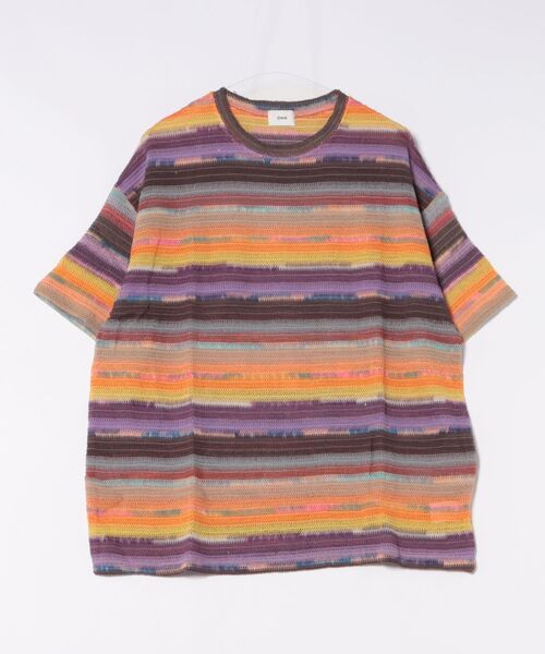 a.p.o.v.(エーピーオービー)の「a.p.o.v. レトロマルチボーダーメッシュ編みニットTシャツ(Tシャツ/カットソー・メンズ・ピンク/パープル/ブラック・ONESIZE)」の8枚目の写真