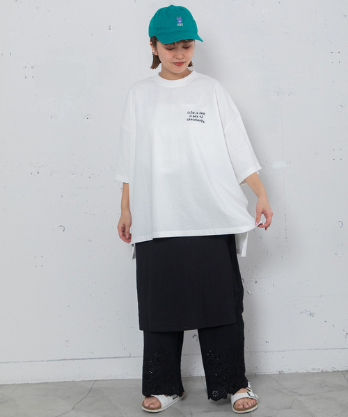 tumugu: OuiプリントオーバーサイズTシャツ オフホワイト 楽天市場】【SALE 20%OFF】[TC24204]tumugu(ツムグ) ラフィ天竺