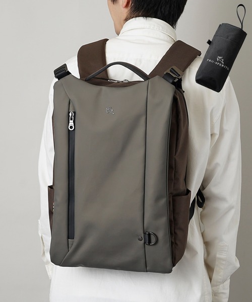 PRO-SPERITY（プロスペリティ）の「【PRO-SPERITY】撥水 晴雨兼用傘付き リュックサック バックパック PSCK-04（バックパック/リュック・メンズ・ブラック/グレー・ONE SIZE）」の2枚目の写真