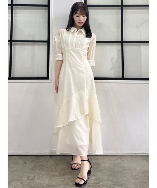 完売品✨ナゴンスタンス　ドッキングワンピース　レイヤード風　日本製　M WEB限定】片畦ニットソーレイヤード風ドッキングワンピース