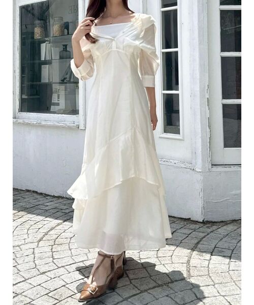 レイヤードシャツドッキングワンピース（ワンピース）｜dazzlin