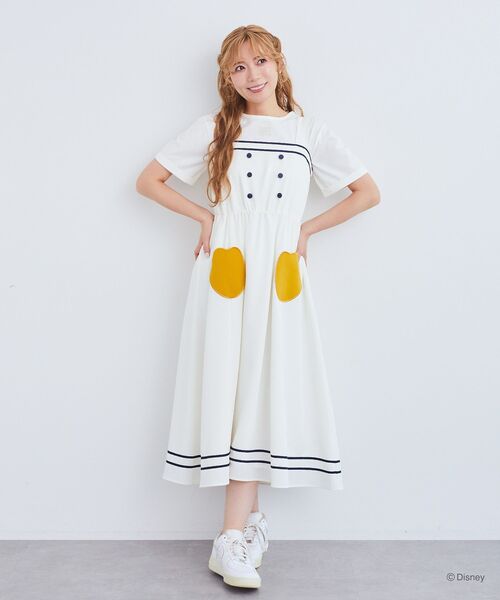 ディズニー　ロゴ　マリン　ワンピ　dress shop Mサイズ　ドナルド ディズニー ロゴ マリン ワンピ dress shop Mサイズ ドナルド