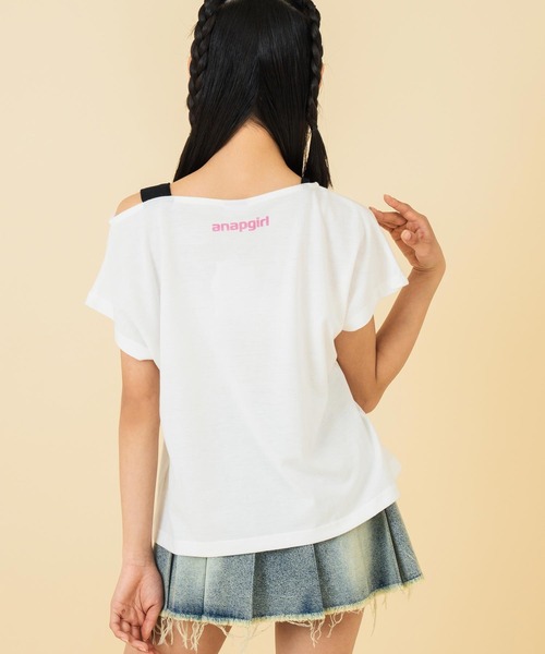 セール】アシンメトリー 肩アキ オーロラワッペン Tシャツ