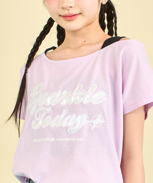 ツキコ。新品。ANAPのロングカットソー。難あり。 セール】アシンメトリー 肩アキ オーロラワッペン Tシャツ