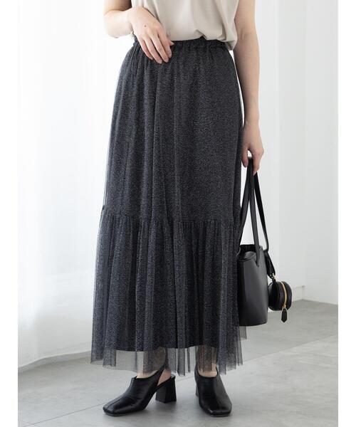 Te chichi TERRASSE(テチチテラス)の「ラメチュールギャザースカート(スカート・レディース・ブラック/グレー/チャコールグレー・F)」の7枚目の写真