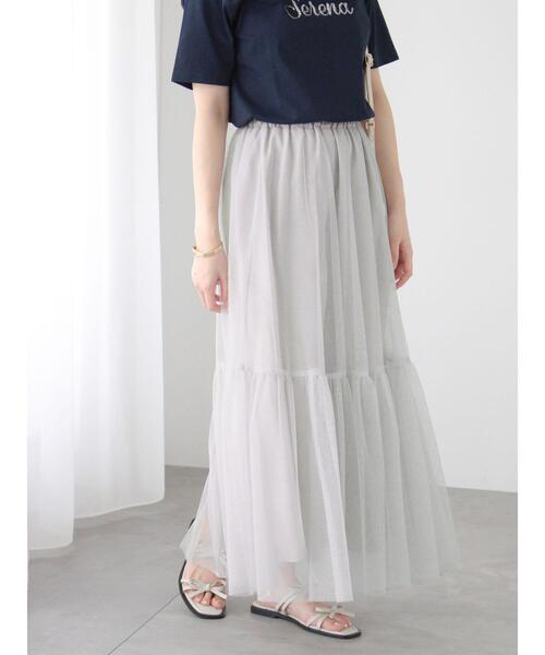 Te chichi TERRASSE(テチチテラス)の「ラメチュールギャザースカート(スカート・レディース・ブラック/グレー/チャコールグレー・F)」の4枚目の写真