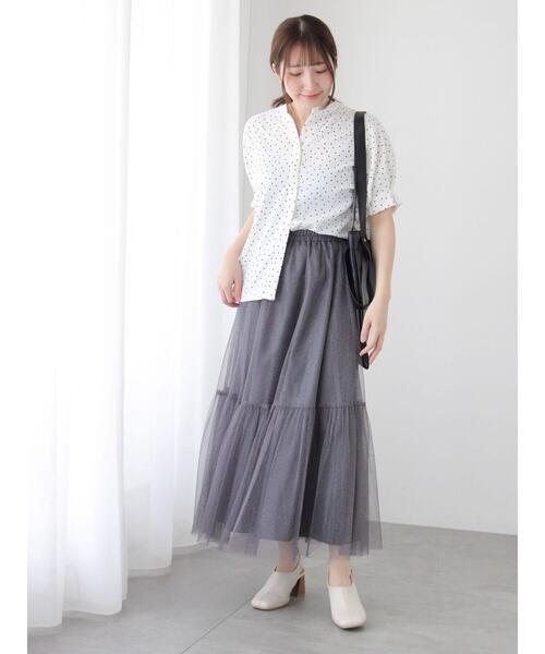 Te chichi TERRASSE(テチチテラス)の「ラメチュールギャザースカート(スカート・レディース・ブラック/グレー/チャコールグレー・F)」の11枚目の写真