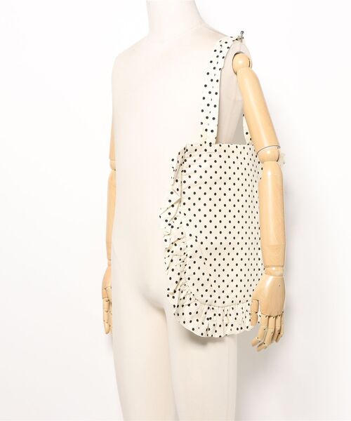 SPINNS（スピンズ）の「コットントートバッグ/ドットフリル/ウィッシュコア（トートバッグ・レディース・ホワイト/ブラック・ONESIZE）」の4枚目の写真