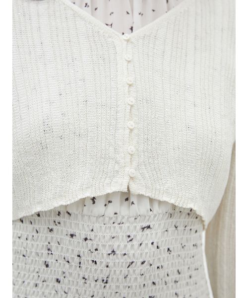 SNIDEL（スナイデル）の「リブシアーカーディガン（カーディガン/ボレロ・レディース・アイボリー/その他/グリーン/ブラウン・0/1）」の9枚目の写真