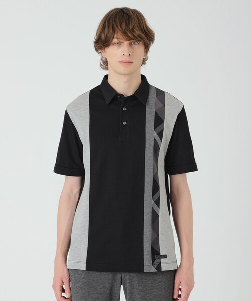 BLACK LABEL CRESTBRIDGE（ブラックレーベル・クレストブリッジ）の「ストライプパッチワークポロシャツ（ポロシャツ・メンズ・ネイビー/オフホワイト/ブルー/ブラック・M/L/XL）」の2枚目の写真