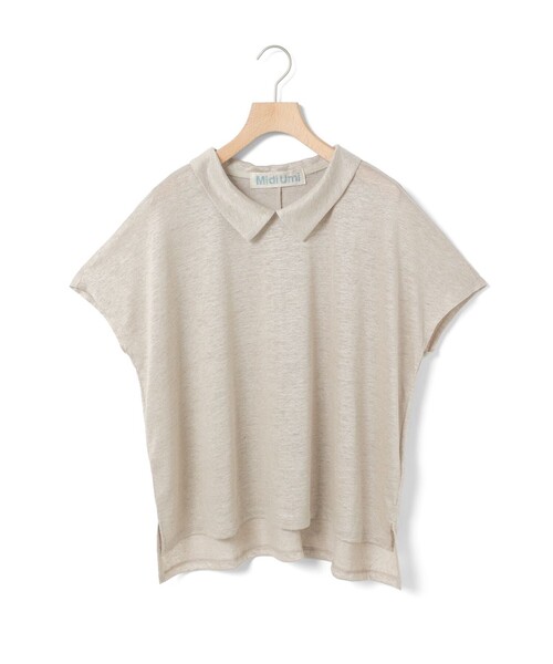 MidiUmi(ミディウミ)の「MidiUmi 襟付きリネンプルオーバー(Tシャツ/カットソー・レディース・ブラック系その他2/ベージュ/オフホワイト・FREE)」の3枚目の写真