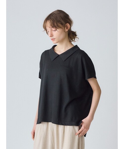 MidiUmi(ミディウミ)の「MidiUmi 襟付きリネンプルオーバー(Tシャツ/カットソー・レディース・ブラック系その他2/ベージュ/オフホワイト・FREE)」の15枚目の写真