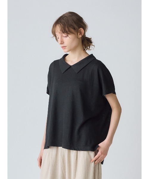 MidiUmi(ミディウミ)の「MidiUmi 襟付きリネンプルオーバー(Tシャツ/カットソー・レディース・ブラック系その他2/ベージュ/オフホワイト・FREE)」の4枚目の写真