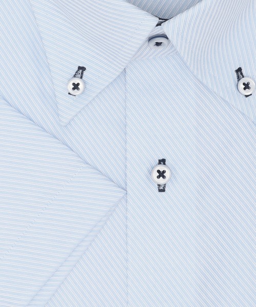 TOKYO SHIRTS（トウキョウシャツ）の「【超形態安定】 形態安定ノンアイロン ボタンダウン 半袖ビジネスワイシャツ（ビジネスシャツ・メンズ・ブルー・首回り39cm/首回り41cm/首回り42cm/首回り43cm/首回り37cm）」の3枚目の写真