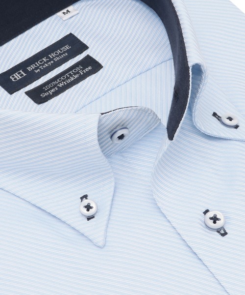 TOKYO SHIRTS（トウキョウシャツ）の「【超形態安定】 形態安定ノンアイロン ボタンダウン 半袖ビジネスワイシャツ（ビジネスシャツ・メンズ・ブルー・首回り39cm/首回り41cm/首回り42cm/首回り43cm/首回り37cm）」の2枚目の写真