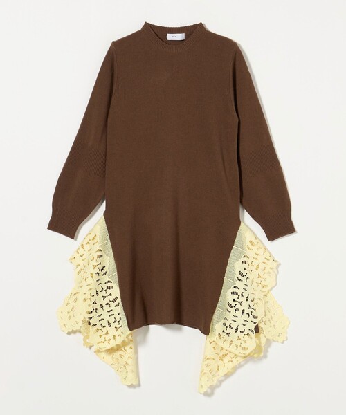 TOGA PULLA（トーガ　プルラ）の「＜TOGA PULLA＞レースヘム ニット ワンピース（ワンピース・レディース・ブラウン系/ネイビー・36）」の2枚目の写真