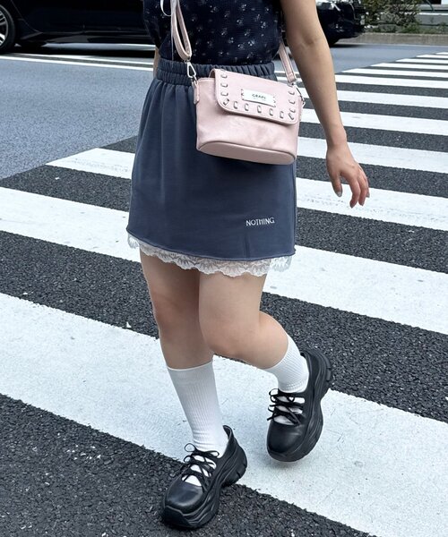 CIAOPANIC(チャオパニック)の「【neutral】スウェットレースミニスカート(スカート・レディース・グレー/アイボリー/チャコールグレー・FREE)」の3枚目の写真