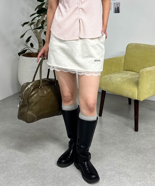 CIAOPANIC(チャオパニック)の「【neutral】スウェットレースミニスカート(スカート・レディース・グレー/アイボリー/チャコールグレー・FREE)」の7枚目の写真