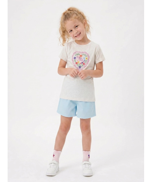 HAKKA KIDS(ハッカキッズ)の「ストレッチツイルショート丈パンツ(その他パンツ・キッズ・サックスブルー/オフホワイト/イエロー/パープル/ピンク・100cm/110cm/120cm/130cm)」の1枚目の写真