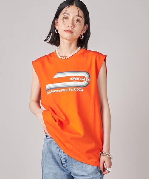 SHIPS(シップス)の「SHIPS NINE CASE:ロゴ ノースリーブ TEE(Tシャツ/カットソー・レディース・ダークグレー/オレンジ・ONE SIZE)」の22枚目の写真