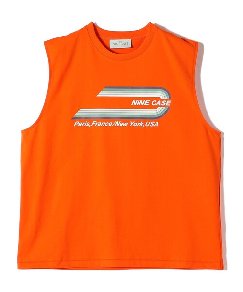 SHIPS(シップス)の「SHIPS NINE CASE:ロゴ ノースリーブ TEE(Tシャツ/カットソー・レディース・ダークグレー/オレンジ・ONE SIZE)」の4枚目の写真