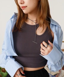 カットアウトリブタイトタンクトップ 秋物 秋服 2026年秋冬