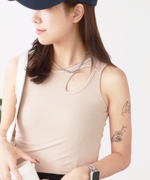 カットアウトリブタイトタンクトップ 秋物 秋服 2026年秋冬