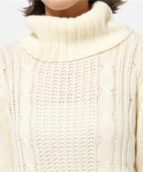 Luz Llena (philter)（ラズレナ　フィルター）の「オフタートルケーブル編ニットチュニック/ワンピース（ワンピース・レディース・オフホワイト/ブラック/グレー/ベージュ/ピンク・MEDIUM/LARGE）」の13枚目の写真