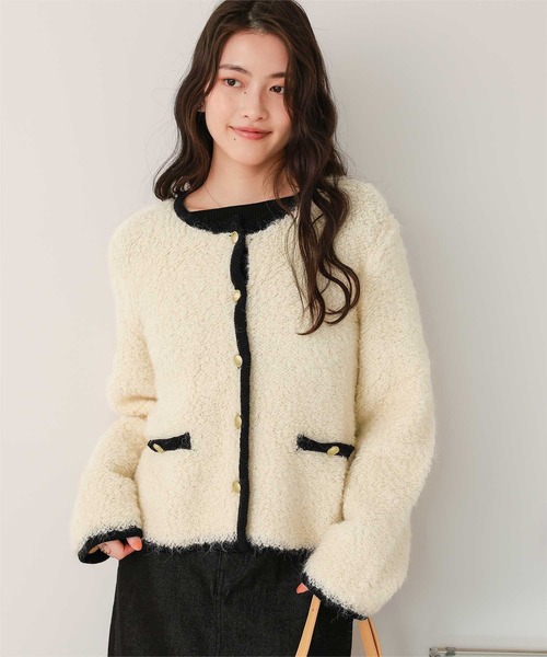 titivate（ティティベイト）の「プチループゴールド釦ニットカーディガン（カーディガン/ボレロ・レディース・ブルー系その他/レッド/ホワイト系その他/ブラック/マルチ・S/M/L）」の5枚目の写真