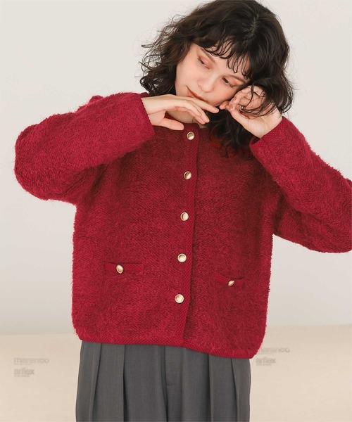 titivate（ティティベイト）の「プチループゴールド釦ニットカーディガン（カーディガン/ボレロ・レディース・ブルー系その他/レッド/ホワイト系その他/ブラック/マルチ・S/M/L）」の6枚目の写真