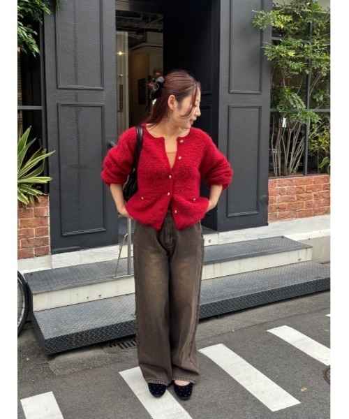 titivate（ティティベイト）の「プチループゴールド釦ニットカーディガン（カーディガン/ボレロ・レディース・ブルー系その他/レッド/ホワイト系その他/ブラック/マルチ・S/M/L）」の12枚目の写真