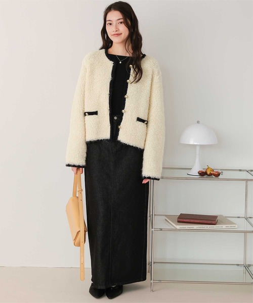 titivate（ティティベイト）の「プチループゴールド釦ニットカーディガン（カーディガン/ボレロ・レディース・ブルー系その他/レッド/ホワイト系その他/ブラック/マルチ・S/M/L）」の13枚目の写真