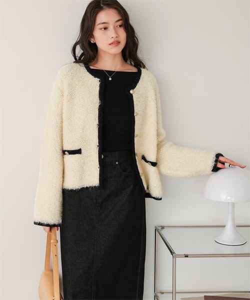 titivate（ティティベイト）の「プチループゴールド釦ニットカーディガン（カーディガン/ボレロ・レディース・ブルー系その他/レッド/ホワイト系その他/ブラック/マルチ・S/M/L）」の14枚目の写真