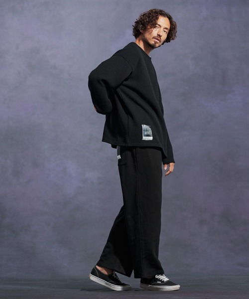 Jih Nunc（ジーヌンク）の「mn3149-畔編みウールMIXニットソー（ニット/セーター・メンズ・チャコール/オートミール/ブラック・L/M/S）」の14枚目の写真