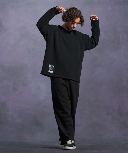 Jih Nunc（ジーヌンク）の「mn3149-畔編みウールMIXニットソー（ニット/セーター・メンズ・チャコール/オートミール/ブラック・L/M/S）」の15枚目の写真