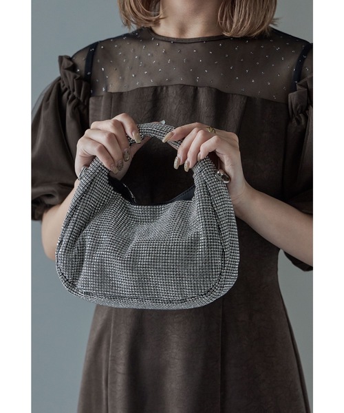 セール】2wayラインストーンワンハンドルバッグ パーティーバッグ ミニ