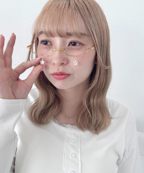 Loueme(ルエム)の「スターティアーズアンダーリムメガネ/レンズレスメガネ(メガネ・レディース・シルバー/ゴールド・FREE)」の1枚目の写真