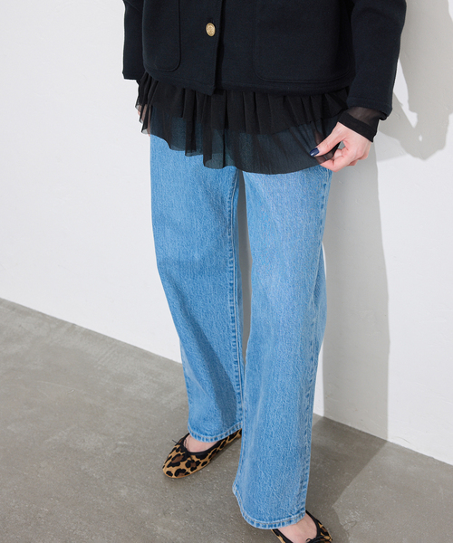 SLOBE IENA（スローブイエナ）の「ヘムラッフルチュールプルオーバー（Tシャツ/カットソー・レディース・ブラック/ベージュ・FREE）」の2枚目の写真
