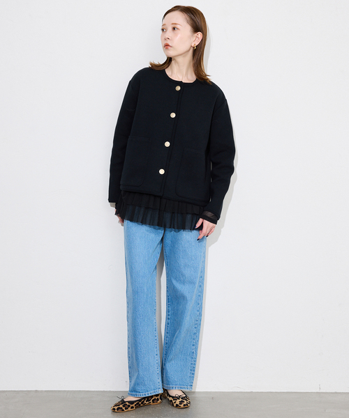 SLOBE IENA（スローブイエナ）の「ヘムラッフルチュールプルオーバー（Tシャツ/カットソー・レディース・ブラック/ベージュ・FREE）」の4枚目の写真