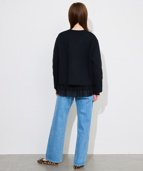 SLOBE IENA（スローブイエナ）の「ヘムラッフルチュールプルオーバー（Tシャツ/カットソー・レディース・ブラック/ベージュ・FREE）」の5枚目の写真