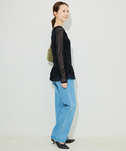 SLOBE IENA（スローブイエナ）の「ヘムラッフルチュールプルオーバー（Tシャツ/カットソー・レディース・ブラック/ベージュ・FREE）」の10枚目の写真