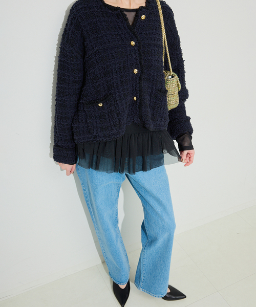 SLOBE IENA（スローブイエナ）の「ヘムラッフルチュールプルオーバー（Tシャツ/カットソー・レディース・ブラック/ベージュ・FREE）」の17枚目の写真