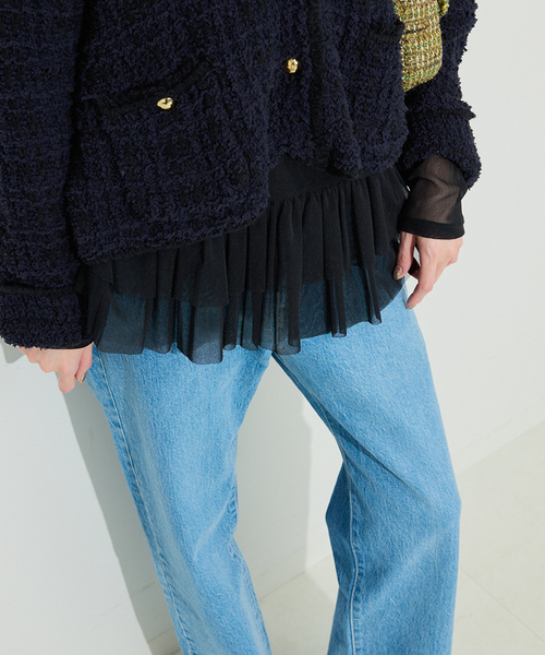 SLOBE IENA（スローブイエナ）の「ヘムラッフルチュールプルオーバー（Tシャツ/カットソー・レディース・ブラック/ベージュ・FREE）」の19枚目の写真