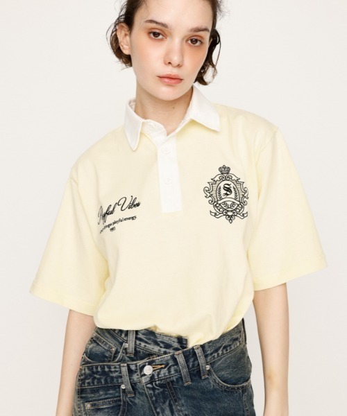 【オーバーサイズ】海外ラグビーゲームシャツ セール】OVERSIZE EMBROIDERY RUGBY T/SH オーバーサイズ エンブロイ