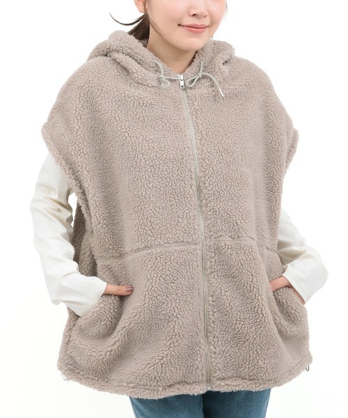 チチカカ（チチカカ）の「ボアジップフードベスト（その他アウター・レディース・カラフル/その他1/ベージュ・FREE）」の9枚目の写真