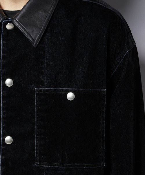 NANO universe(ナノユニバース)の「フロッキーデニム オーバージャケット(デニムジャケット・メンズ・ブラック/ブラウン・M/L)」の20枚目の写真