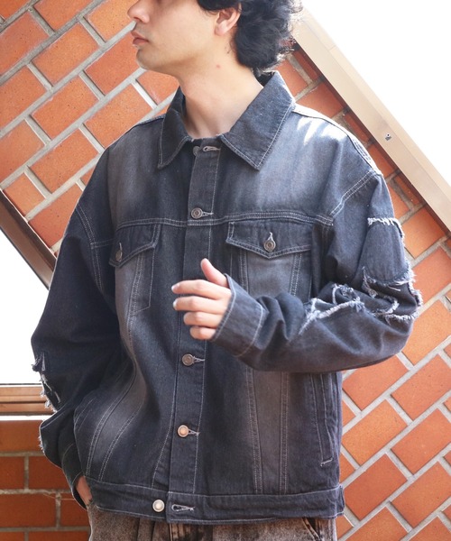 ８(eight)（エイト）の「トライバル刺繍Gジャン（デニムジャケット・メンズ・ネイビー/ブラック・LARGE/MEDIUM）」の7枚目の写真