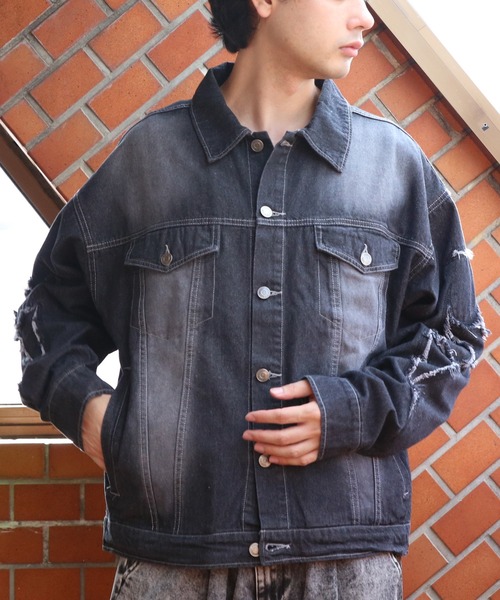 ８(eight)（エイト）の「トライバル刺繍Gジャン（デニムジャケット・メンズ・ネイビー/ブラック・LARGE/MEDIUM）」の5枚目の写真