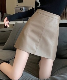 レザーライク台形ミニスカート
